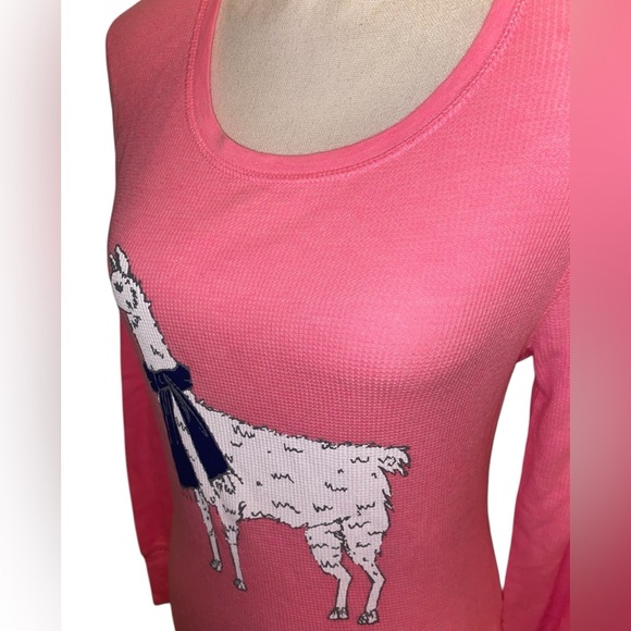 OLD NAVY Llama Thermal Knit Top in Bright Pink & Llama Screen Print Size Large - Picture 3 of 6